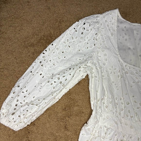 Nordstrom Women’s Medium White Eyelet Tiered Dress Bridal 100% Cotton Midi - Picture 8 of 10